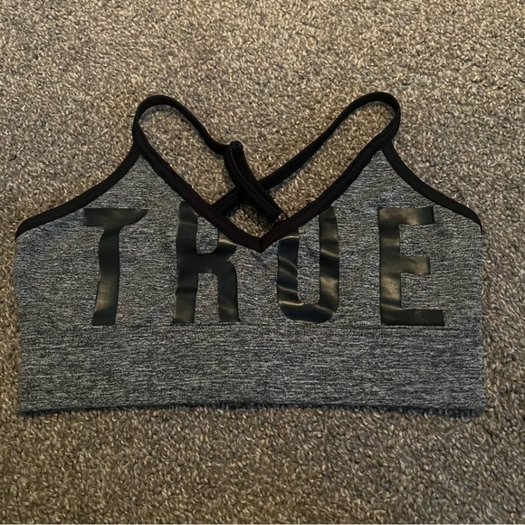 None Other - Gray Sports Bra with Black Lettering (True)